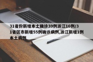 31省份新增本土确诊39例浙江16例/31省区市新增55例确诊病例,浙江新增1例本土病例