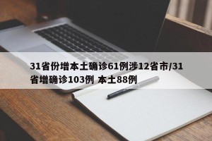 31省份增本土确诊61例涉12省市/31省增确诊103例 本土88例
